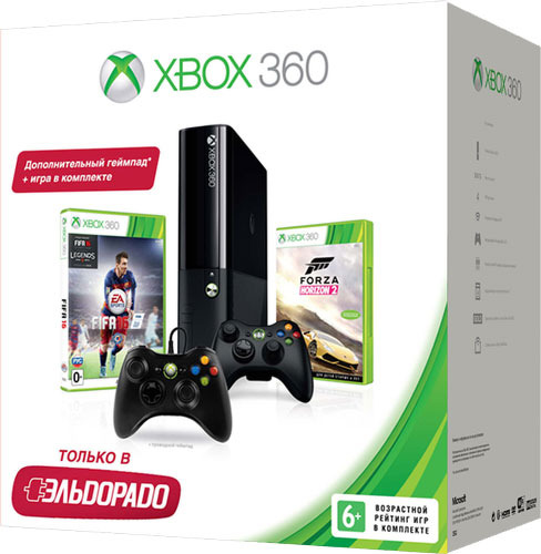 Игровая приставка MICROSOFT Xbox 360 500Gb  + Forza Horizon 2 + FIFA 16 + проводной геймпад